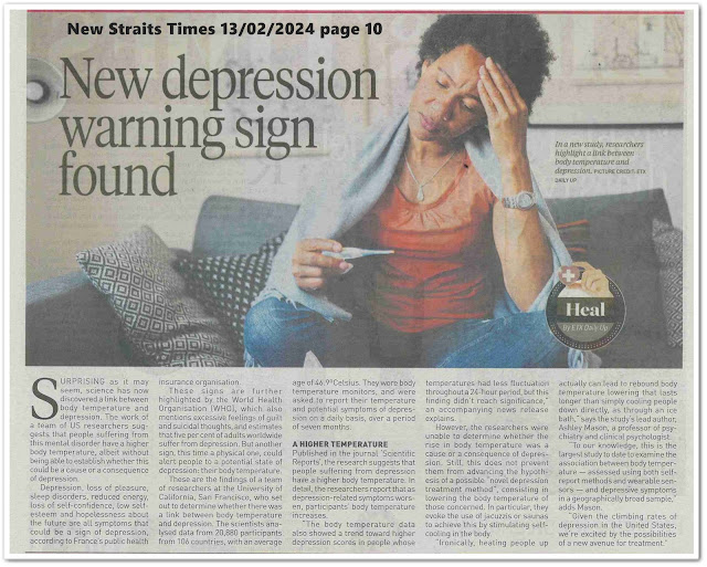 New depression warning sign found | Keratan akhbar New Straits Times 13 February 2024