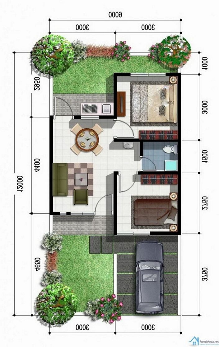 denah rumah type 45 minimalis moderen