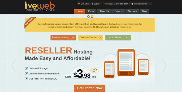 LiveWeb - WordPress Web Hosting Template - ThemeForest Item for Sale