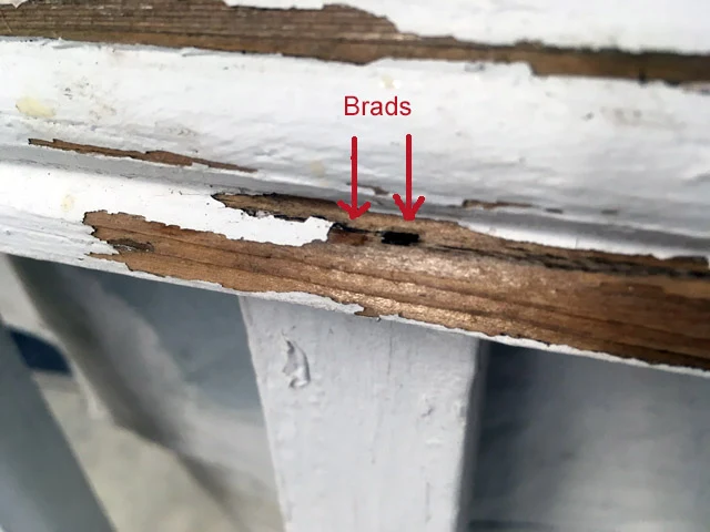 Porch railing rot repair brad holes hand rail