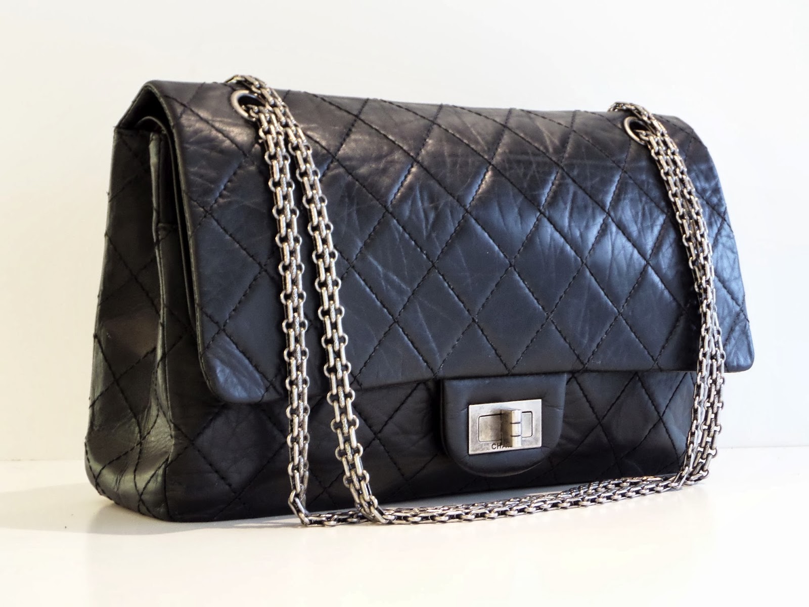 Chanel Black 2.55 Reissue Quilted Classic Leather 227 Jumbo Flap Bag