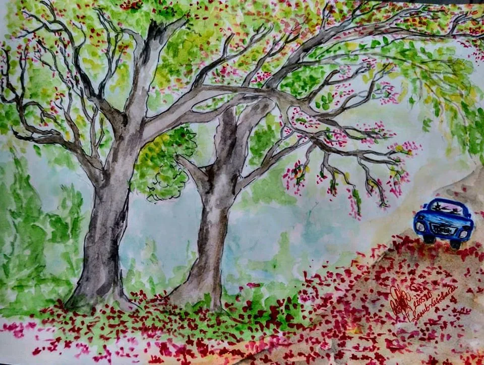 bLOSSOMED hIGHWAY water painting