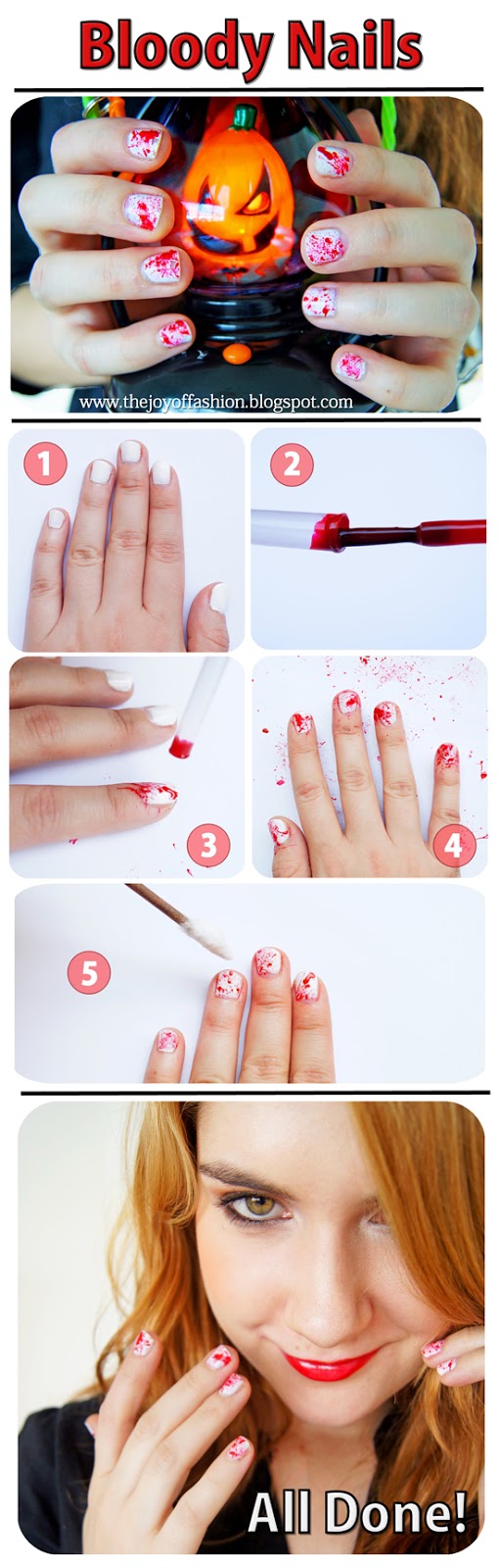 Spooky Bloody Nails for Halloween! Click through for full tutorial