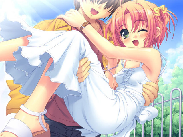 anime love kiss. Anime Couple - Happy