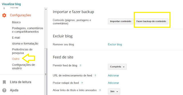 Como fazer backup do seu bloo blogger