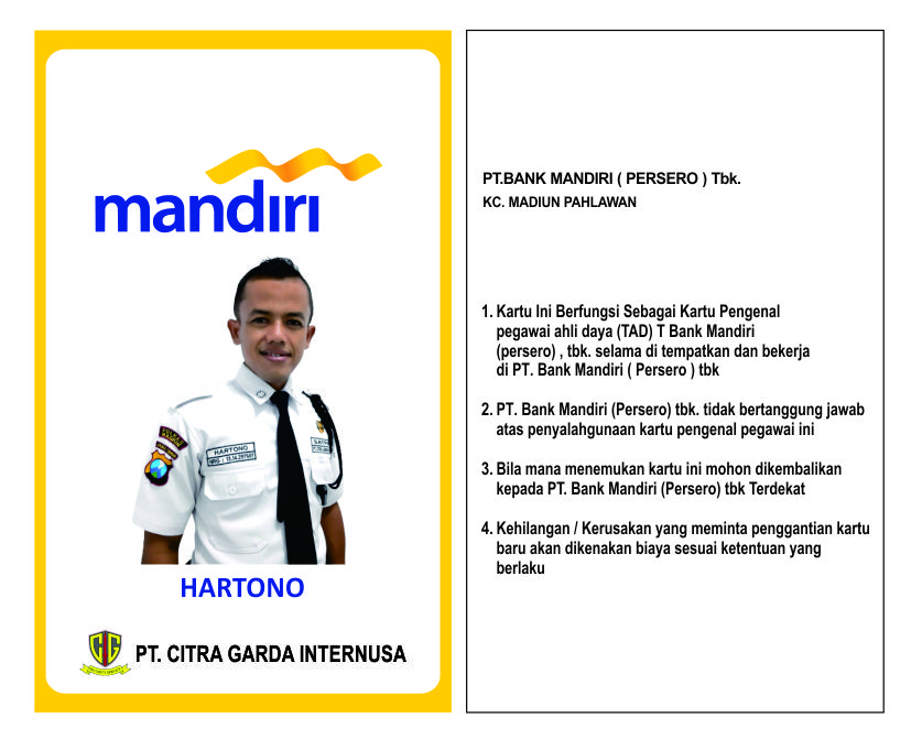 Template Id Card Bank Mandiri Format CDR - Mas Vian