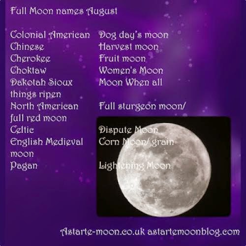 Full Moon Names For August 2013