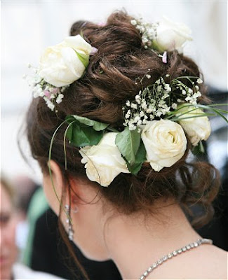 Bridal Updo Hairstyle with Fresh White Roses