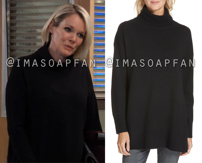 Ava Jerome, Maura West, Black Turtleneck Pullover Sweater, General Hospital, GH