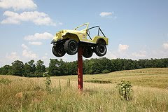 Jeep on pole