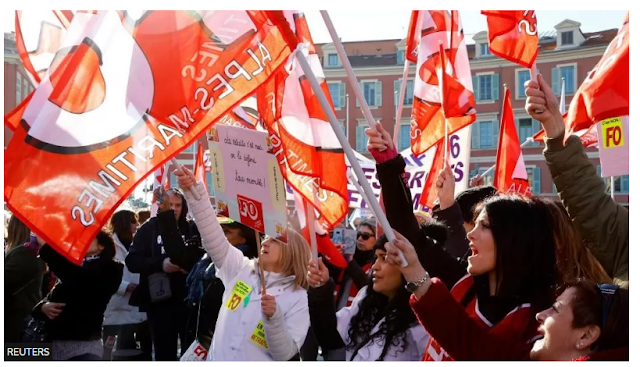 French retirement age strike hits schools and trains