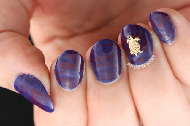 Navy & Purple Dry Marble with Some Hex Nail Jewelry
