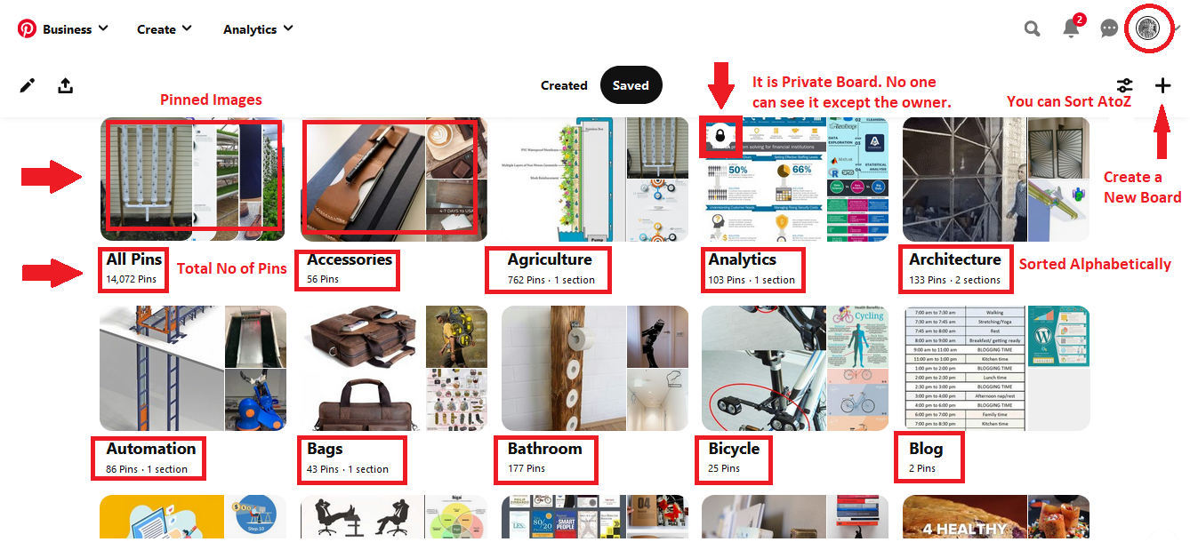 Categorize boards and pins