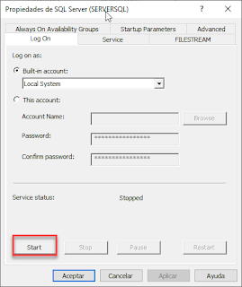 Iniciar servicio SQL SERVER