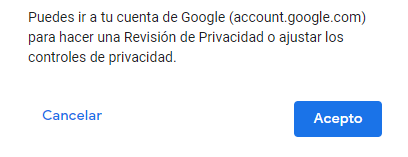 Aceptar políticas Google