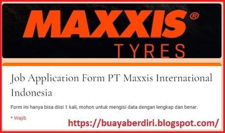 Lowongan Kerja PT Maxxis International Indonesia