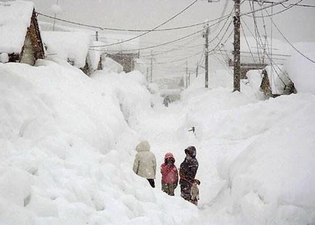 hard snow fall in japan photo