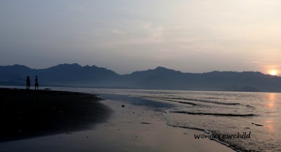 panorama sunrise di pantai cengkrong