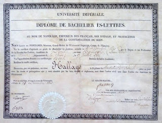 Diplôme du baccalauréat à l’époque de Napoléon