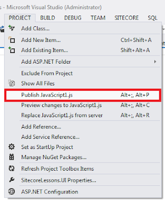 Publish File from Project Menu