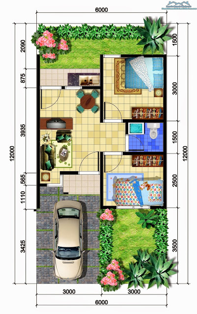 Contoh Denah Rumah Minimalis Beserta Ukurannya