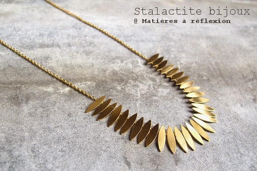 Collier feuilles Stalactite bijoux plaqué or