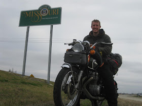 Missouri state line, cross country motorcycle trip, across US, honda motorcycle