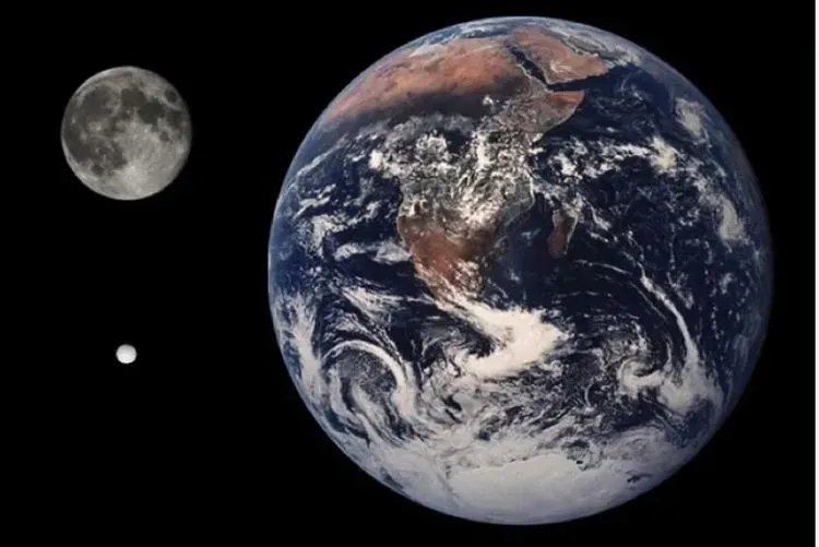 Earth, Moon and Enceladus.
