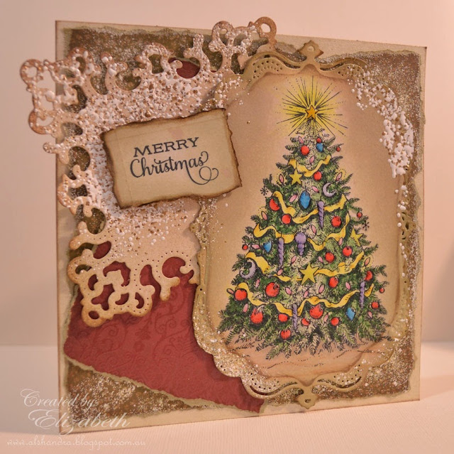 Elizabeth Whisson, shabby chic, christmas, copic, flourishes, trimmed with love