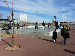 Barcelona Sights - youngsters playing and skating