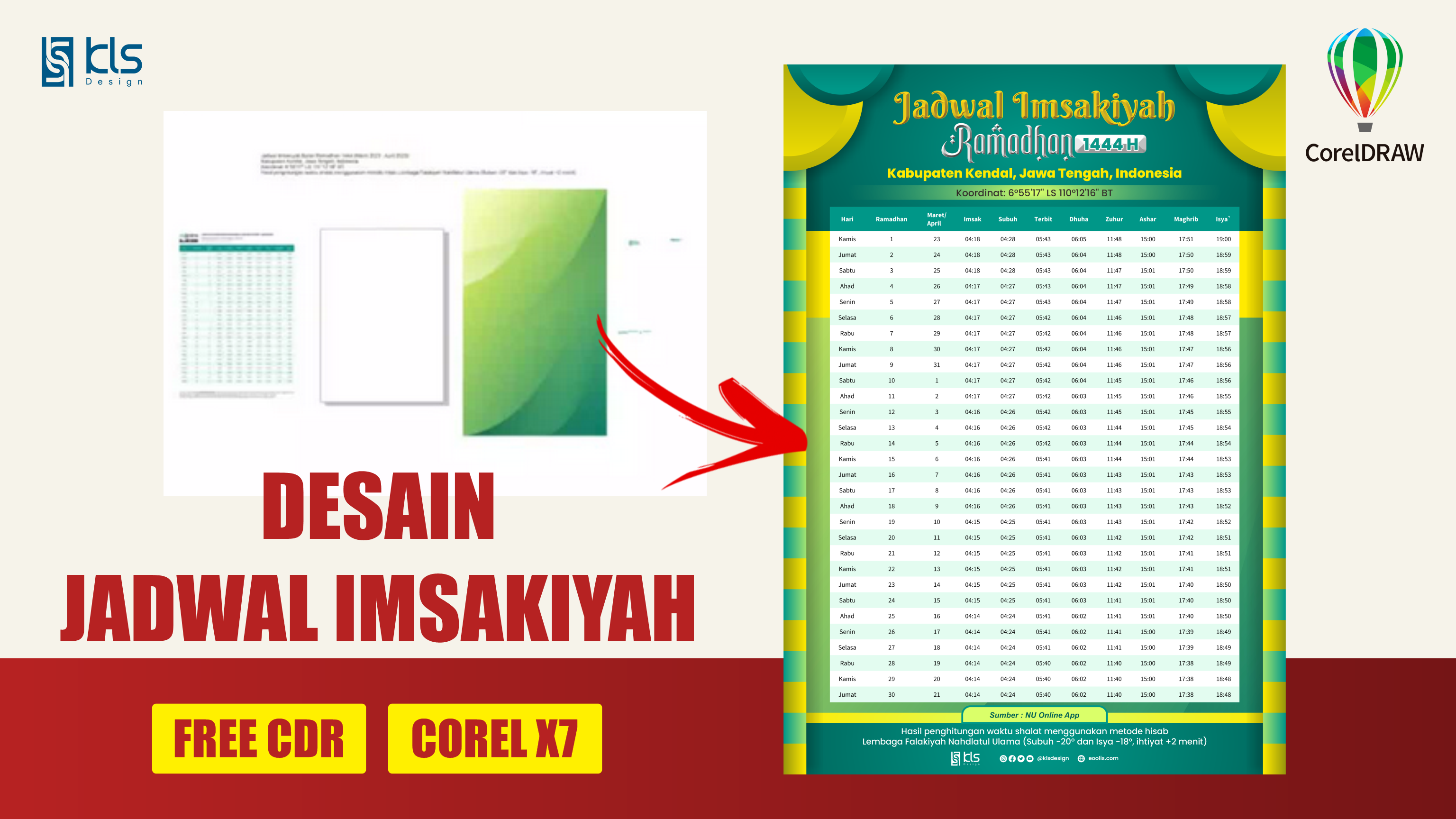Free CDR - Desain Jadwal Imsakiyah Ramadhan 1444 H - eoolis.com