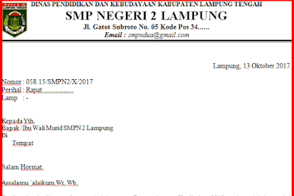 Contoh Surat Undangan Rapat Guru Awal Tahun Pelajaran