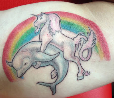 Unicorn and a Dolphin Having sex Tattoo