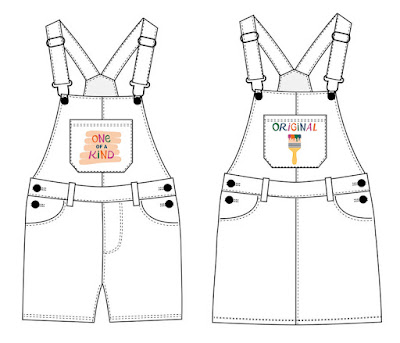 Degas Dungarees with designs on pockets