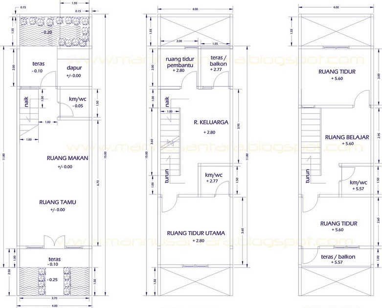  Desain  Rumah  Tinggal 3 Lantai  di  atas  lahan 4 x 15 meter 