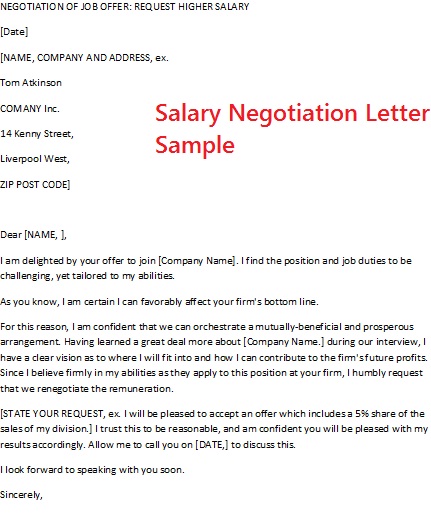 Salary Negotiation letter sample picture