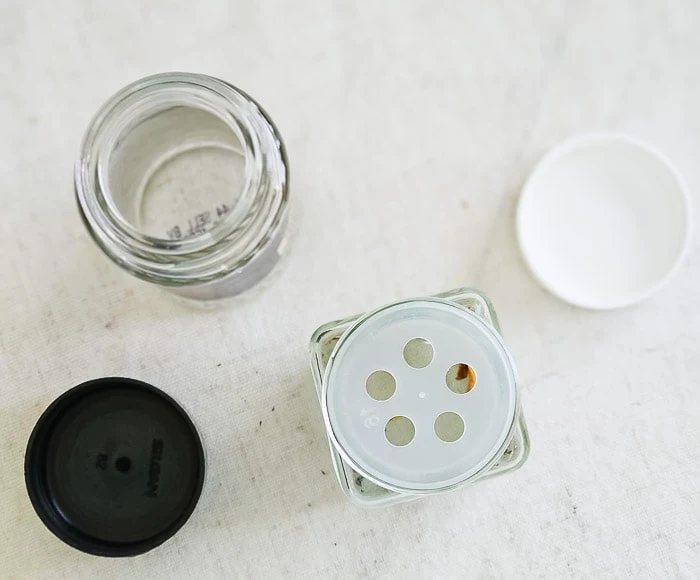empty spice jars and lids