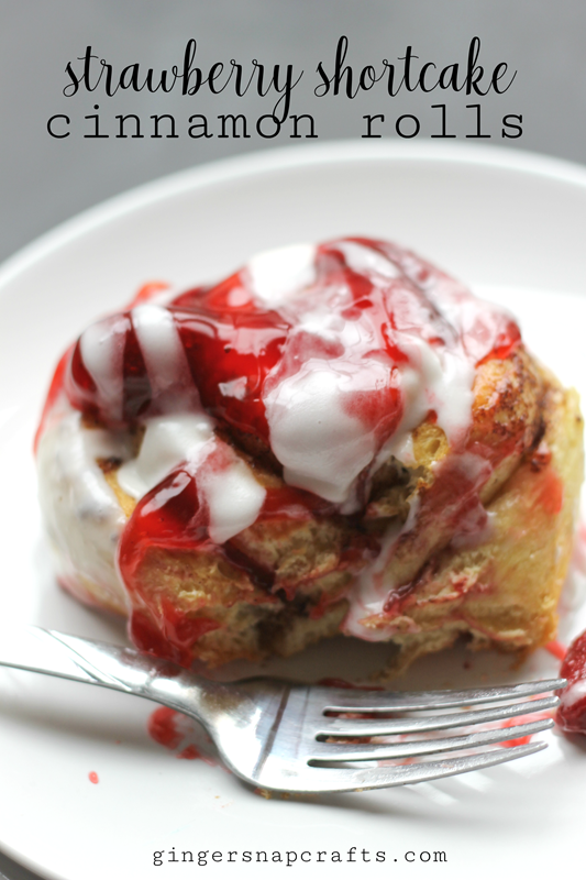 strawberry shortcake cinnamon rolls at GingerSnapCrafts.com #recipe #spring