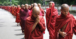 Buddhist monks on march