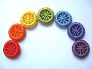 A set of 1.5cm dorset buttons in the colours of the rainbow.