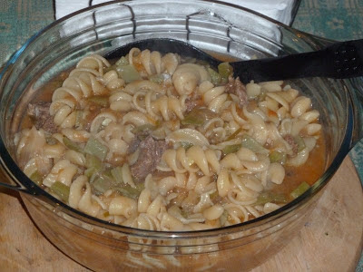 Fusilli com Carne guisada e Feijão verde