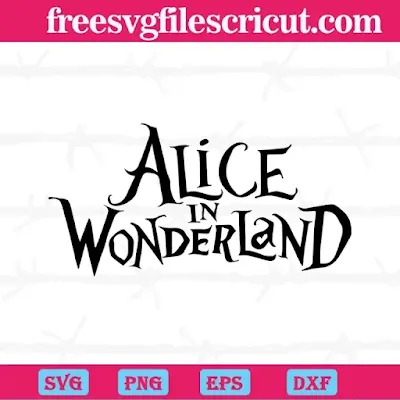Alice In Wonderland Logo Black And White Outline SVG