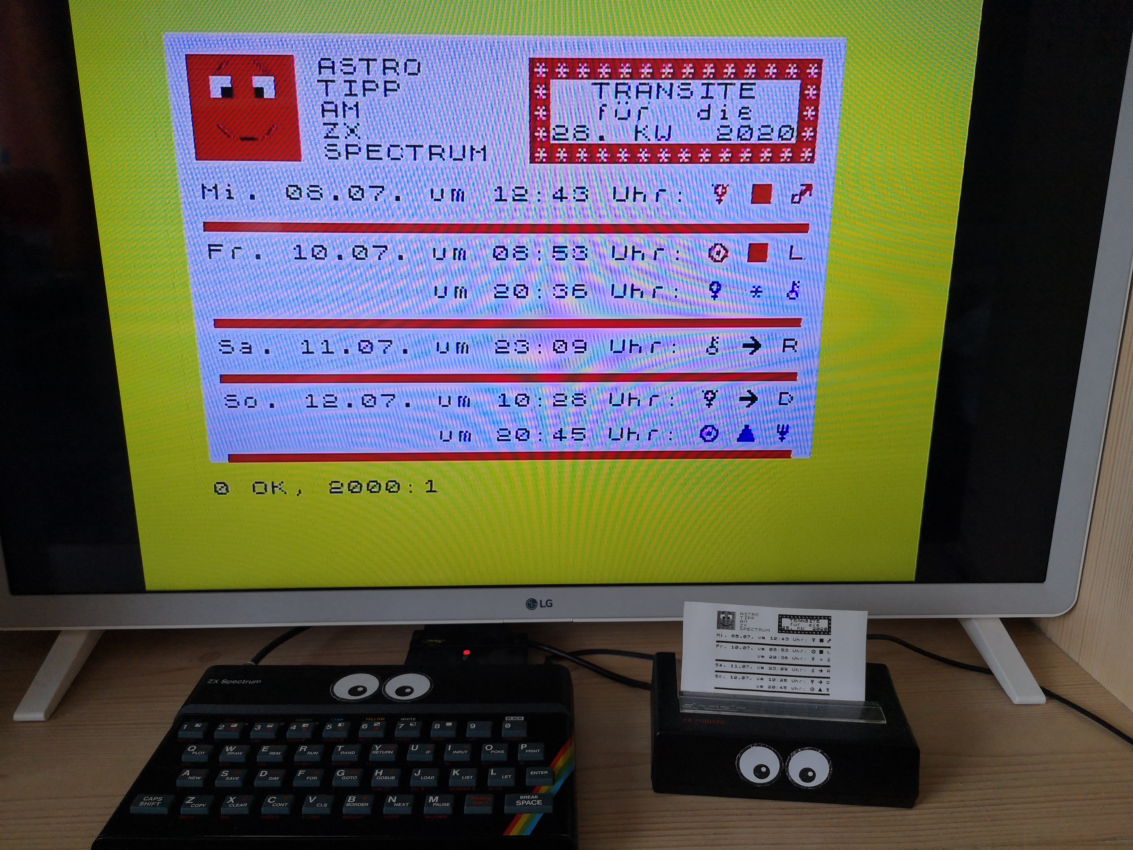 Astro-Tipps dieser Kalenderwoche am ZX Spectrum und ZX Printer