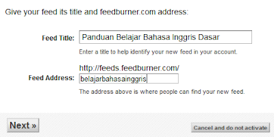 Cara daftar Blog ke FeedBurner