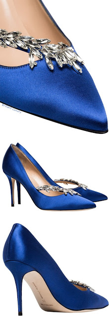 ♦Manolo Blahnik blue Nadira satin ribbon crystal pumps #pantone #shoes #blue #brilliantluxury