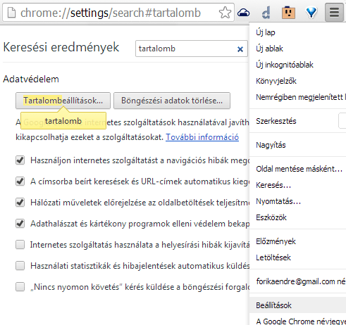 Chrome profil mentése