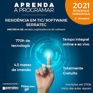 Abertas as inscrições para Residência em Tecnologia da Informação do Serratec