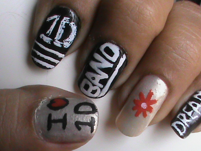 Easy nail art designs for beginners to do at home: One Direction Nails 