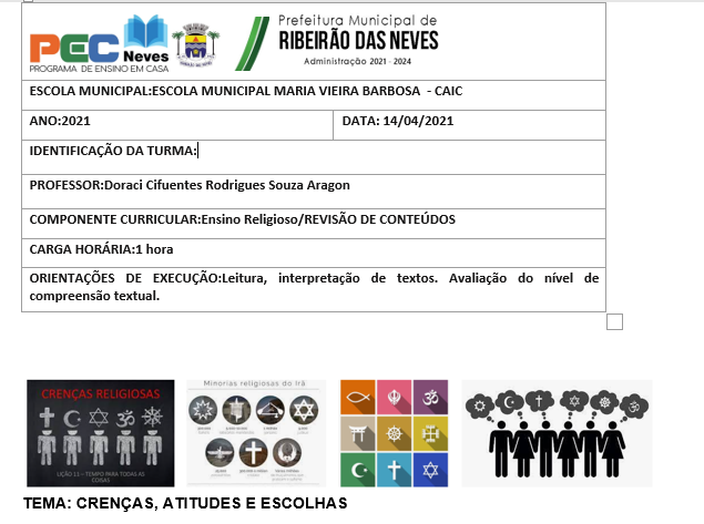 CRENÇAS, ATITUDES E ESCOLHAS!