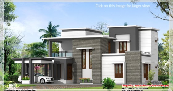  2000  Sq  feet  contemporary  villa plan  and elevation 